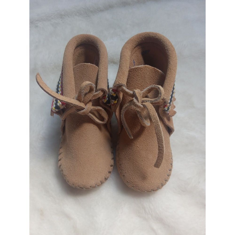 Vintage Childs Minnetonka Moccasin Bootie Boots Size 5 Toddler Baby Brown Suede‎
